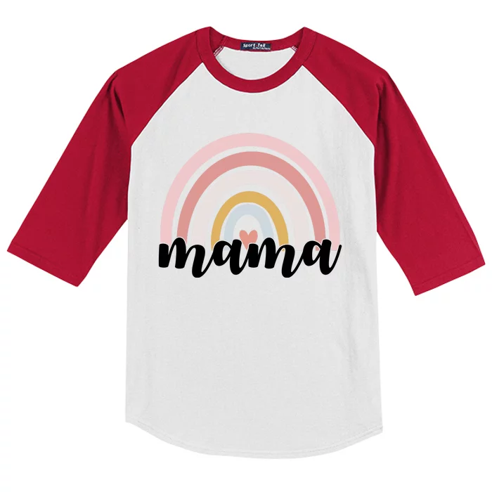 Retro Mama Pink Rainbow Cute Mothers Day Kids Colorblock Raglan Jersey