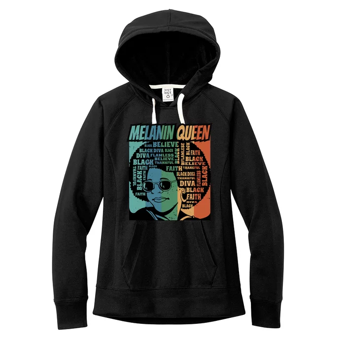 Retro Melanin Queen Quote Women's Fleece Hoodie