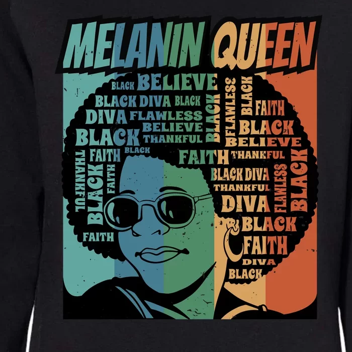 Retro Melanin Queen Quote Womens California Wash Sweatshirt