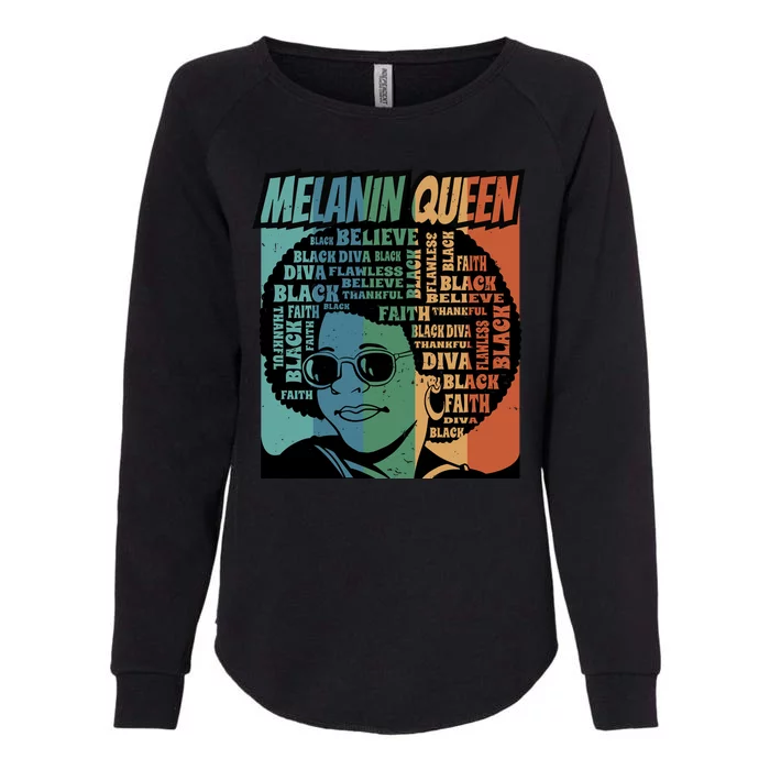 Retro Melanin Queen Quote Womens California Wash Sweatshirt