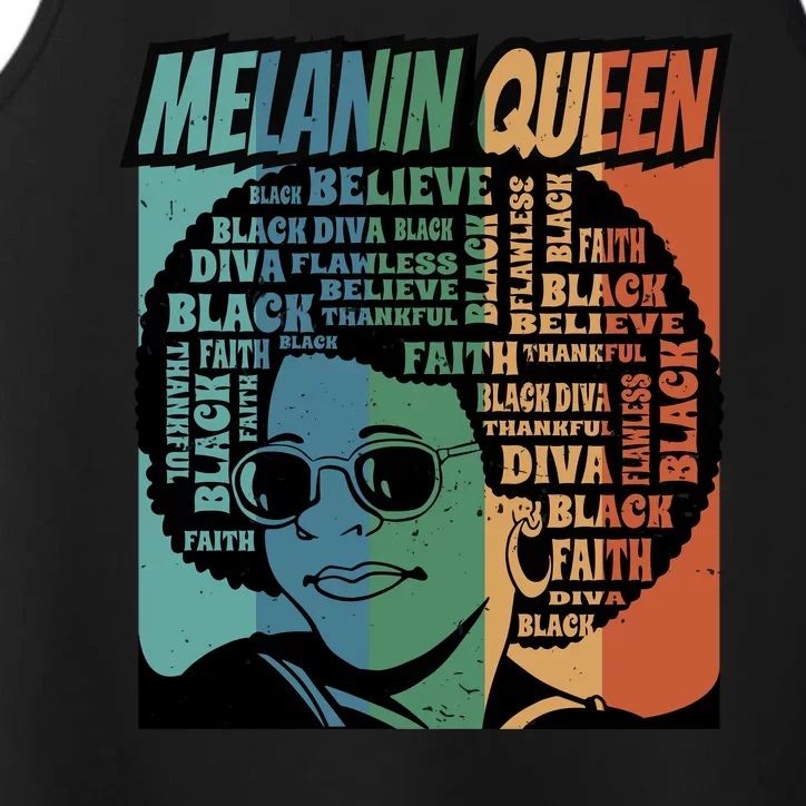 Retro Melanin Queen Quote Performance Tank