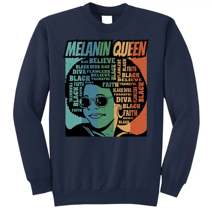 Retro Melanin Queen Quote Tall Sweatshirt