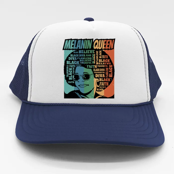 Retro Melanin Queen Quote Trucker Hat