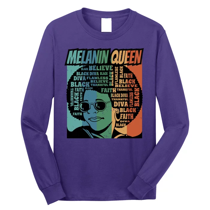 Retro Melanin Queen Quote Long Sleeve Shirt