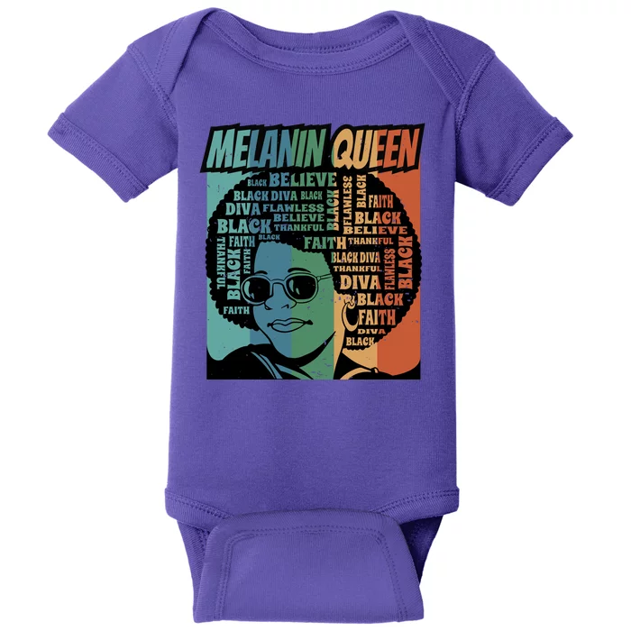 Retro Melanin Queen Quote Baby Bodysuit