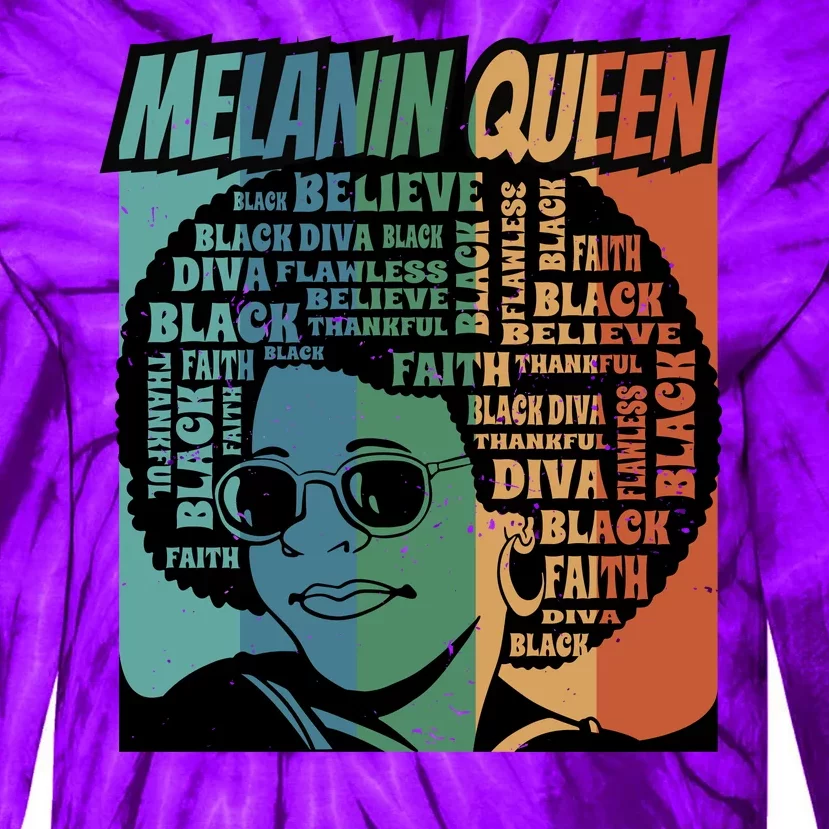 Retro Melanin Queen Quote Tie-Dye Long Sleeve Shirt