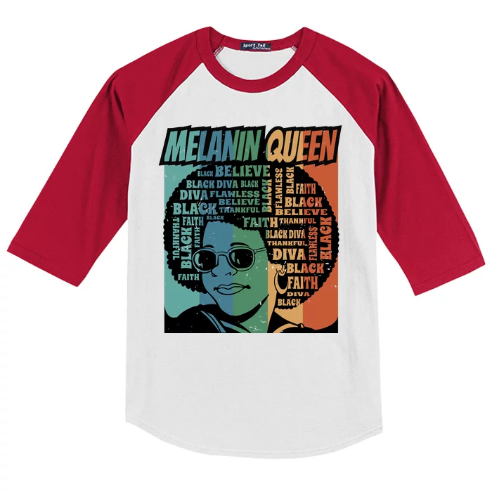 Retro Melanin Queen Quote Kids Colorblock Raglan Jersey