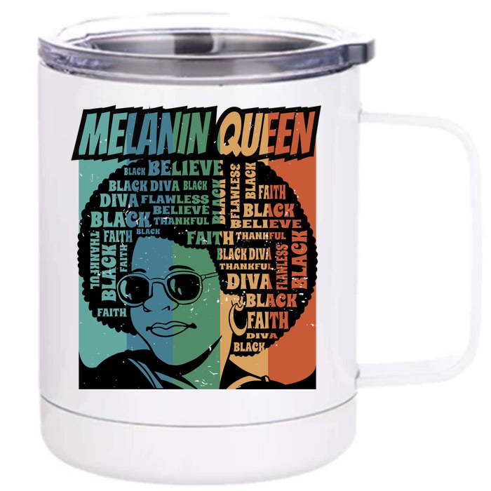 Retro Melanin Queen Quote Front & Back 12oz Stainless Steel Tumbler Cup