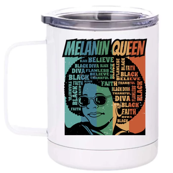 Retro Melanin Queen Quote Front & Back 12oz Stainless Steel Tumbler Cup