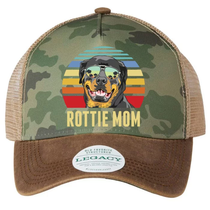 Rottie Mom Rottweiler Dog Vintage Retro Sunset Beach Vibe Legacy Tie Dye Trucker Hat