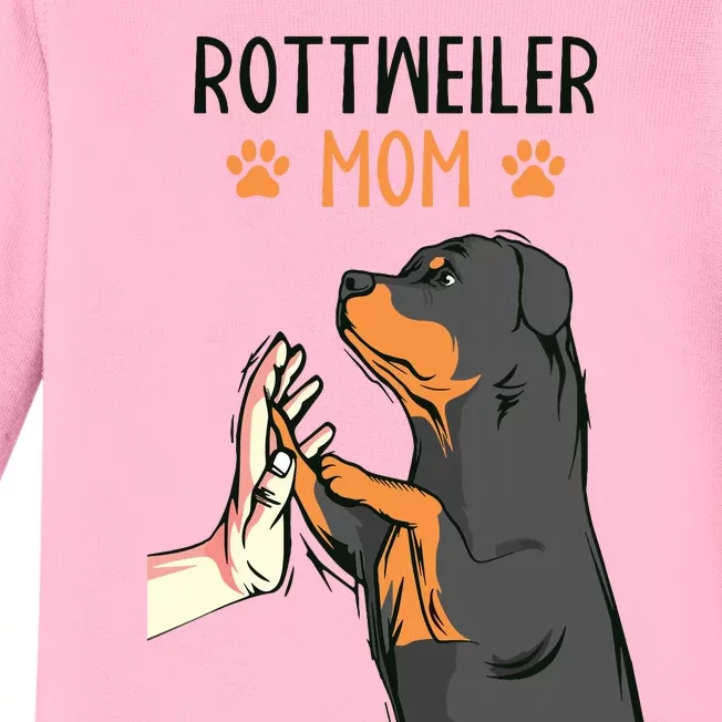 Rottweiler Mom Rottie Dog Mama Funny Mothers Day Baby Long Sleeve Bodysuit