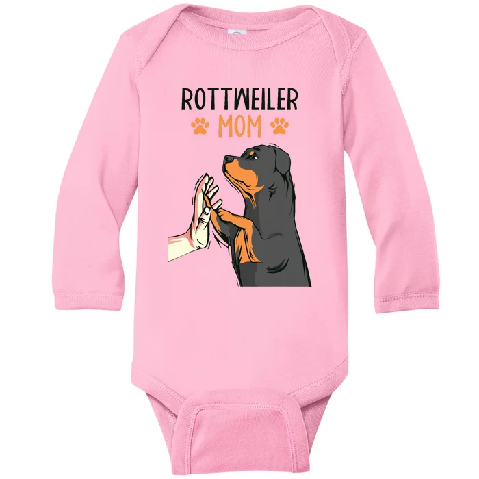 Rottweiler Mom Rottie Dog Mama Funny Mothers Day Baby Long Sleeve Bodysuit