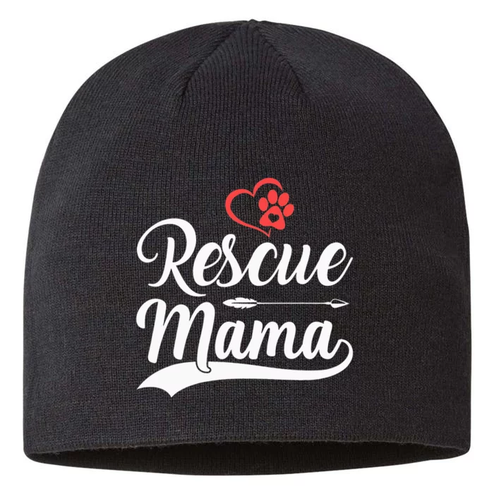 rescue mama rescue dog lover out rescue mom paw print 8 1/2in Sustainable Knit Beanie