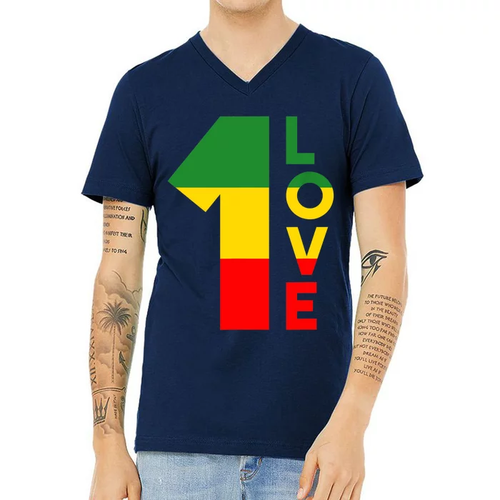 Reggae Music Rastafarian 1 Love Rasta Jamaica V-Neck T-Shirt