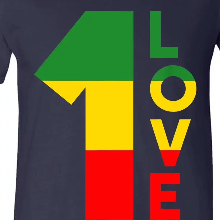 Reggae Music Rastafarian 1 Love Rasta Jamaica V-Neck T-Shirt