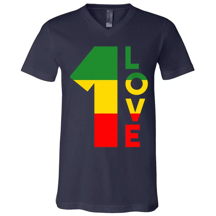 Reggae Music Rastafarian 1 Love Rasta Jamaica V-Neck T-Shirt