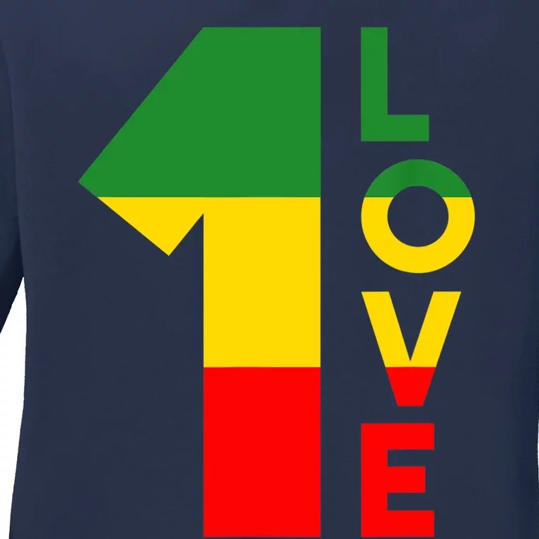 Reggae Music Rastafarian 1 Love Rasta Jamaica Ladies Long Sleeve Shirt