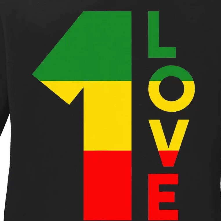 Reggae Music Rastafarian 1 Love Rasta Jamaica Ladies Long Sleeve Shirt