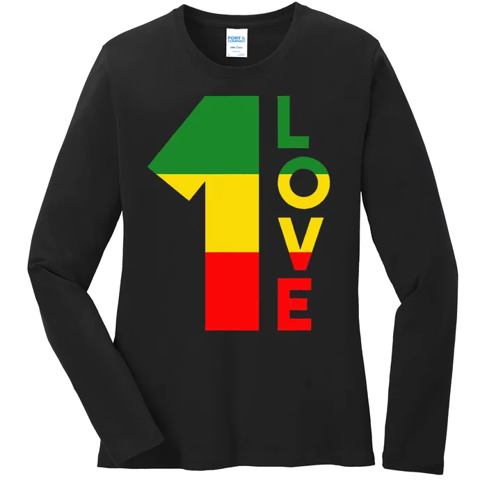 Reggae Music Rastafarian 1 Love Rasta Jamaica Ladies Long Sleeve Shirt