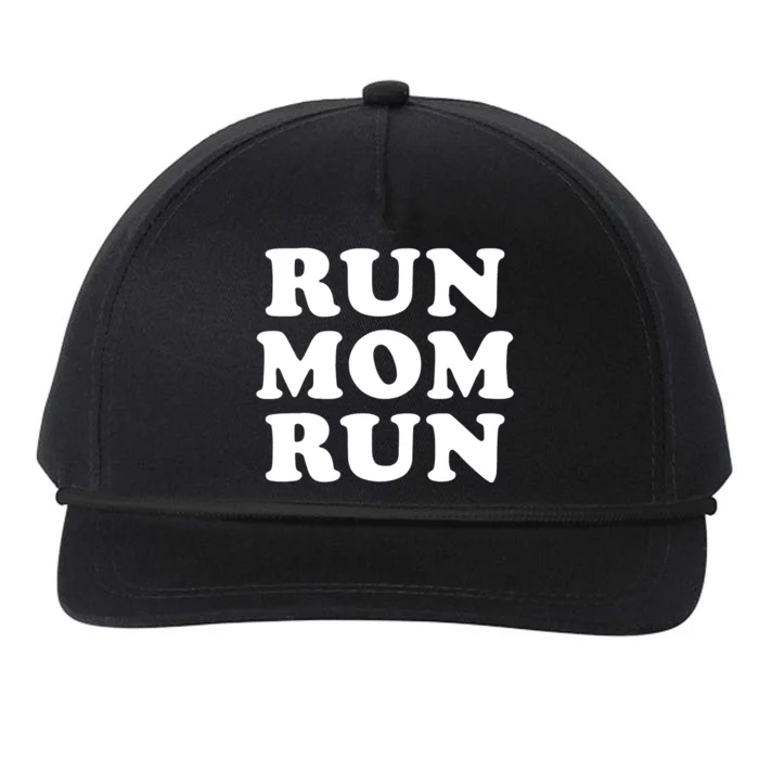 Run Mom Run Marathon Running Spectator Snapback Five-Panel Rope Hat