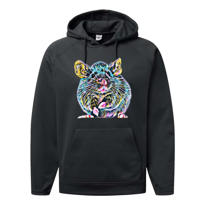 Rat Motif Rodent Cute Rat In Hand Cheese Pet Rats Performance Fleece Hoodie