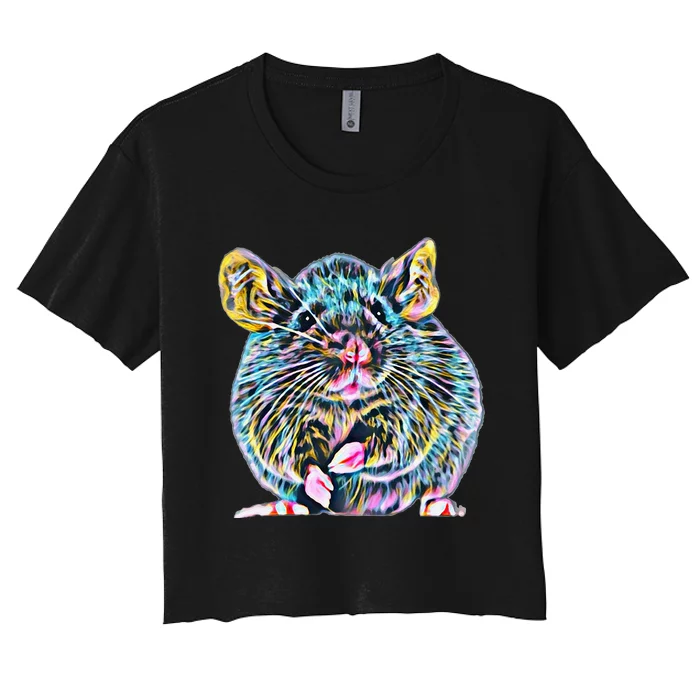 Rat Motif Rodent Cute Rat In Hand Cheese Pet Rats Women's Crop Top Tee