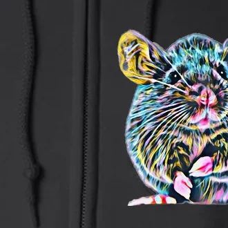 Rat Motif Rodent Cute Rat In Hand Cheese Pet Rats Full Zip Hoodie