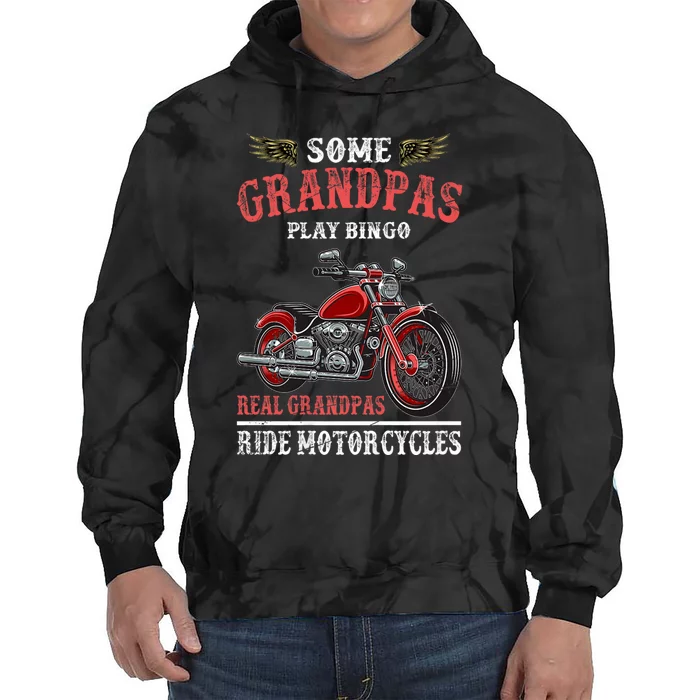 Retired Motorcycle Riding Biker Retirement Grandpa Biker Tie Dye Hoodie