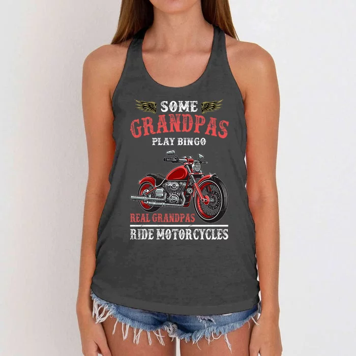 Retired Motorcycle Riding Biker Retirement Grandpa Biker Women's Knotted Racerback Tank