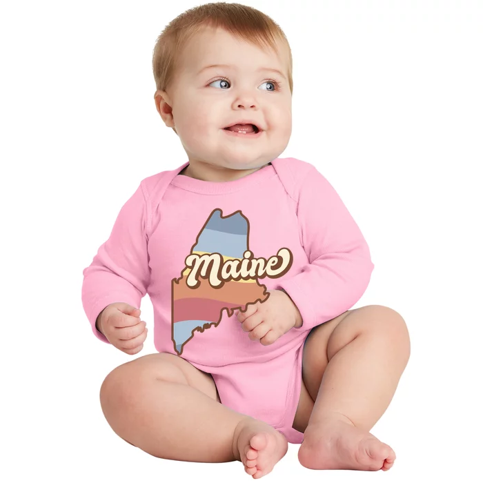 Retro Maine Baby Long Sleeve Bodysuit