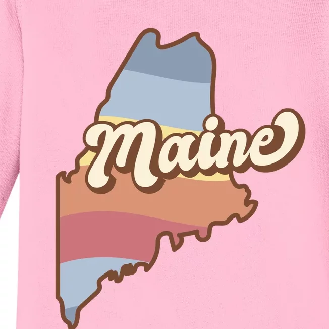 Retro Maine Baby Long Sleeve Bodysuit