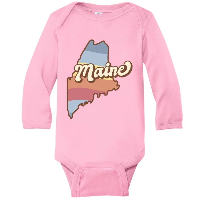 Retro Maine Baby Long Sleeve Bodysuit