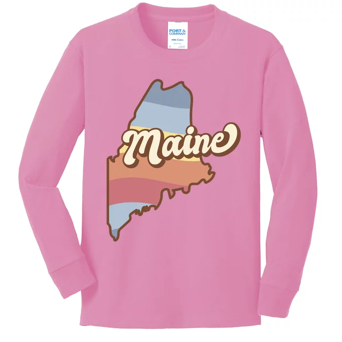 Retro Maine Kids Long Sleeve Shirt