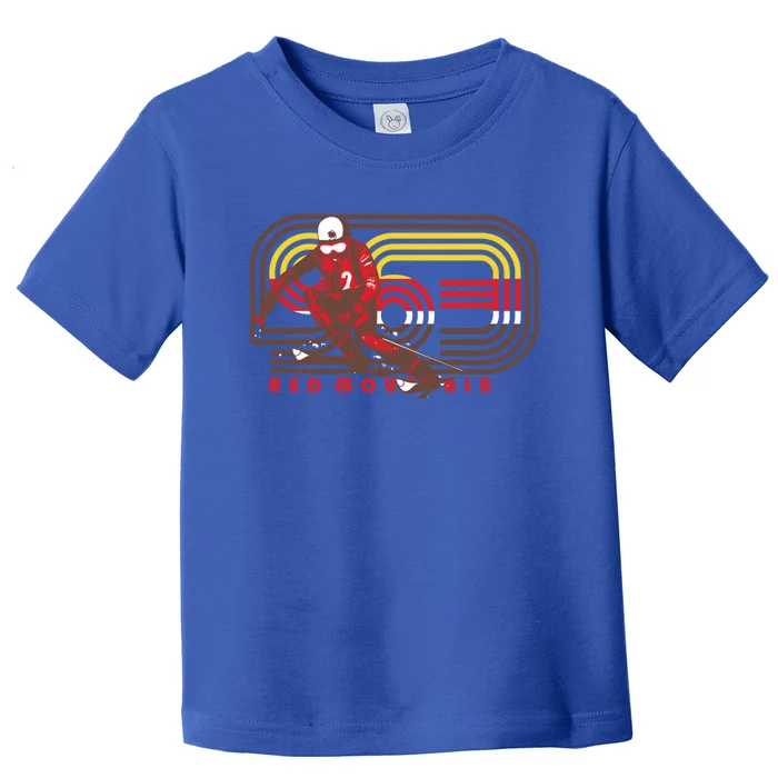 Red Mountain Retro Skiing Ski Gift Toddler T-Shirt