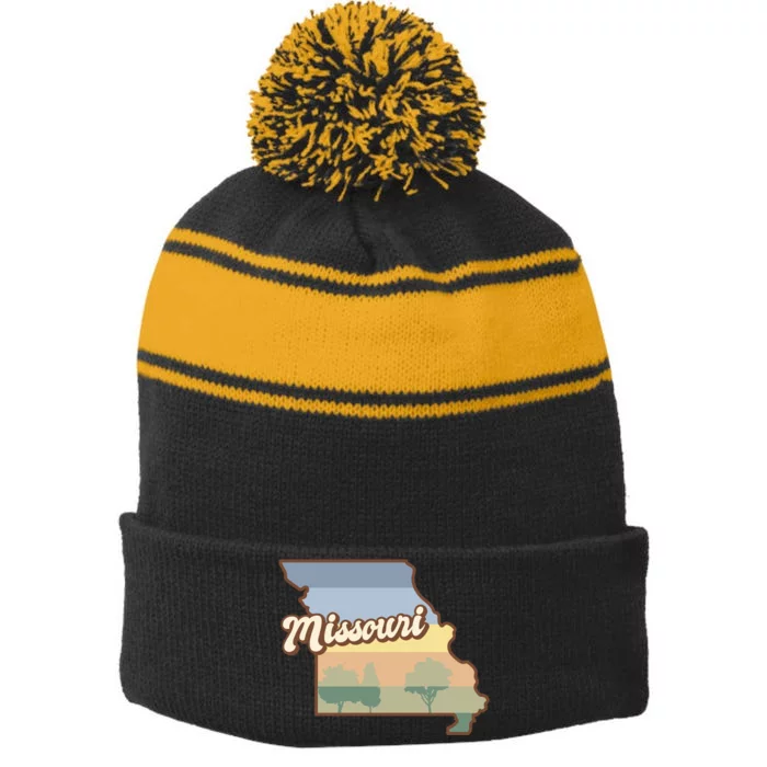 Retro Missouri Stripe Pom Pom Beanie