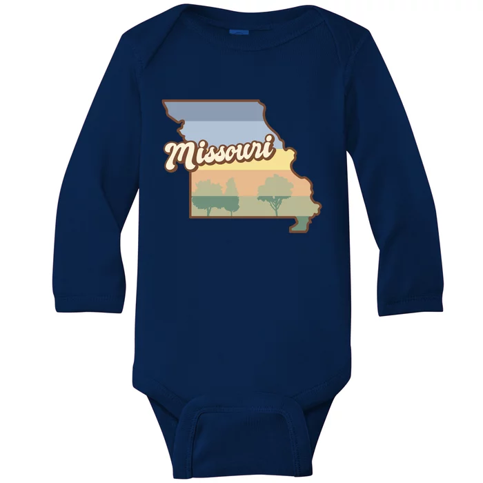 Retro Missouri Baby Long Sleeve Bodysuit