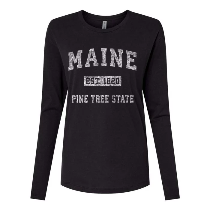 Retro Maine Womens Cotton Relaxed Long Sleeve T-Shirt