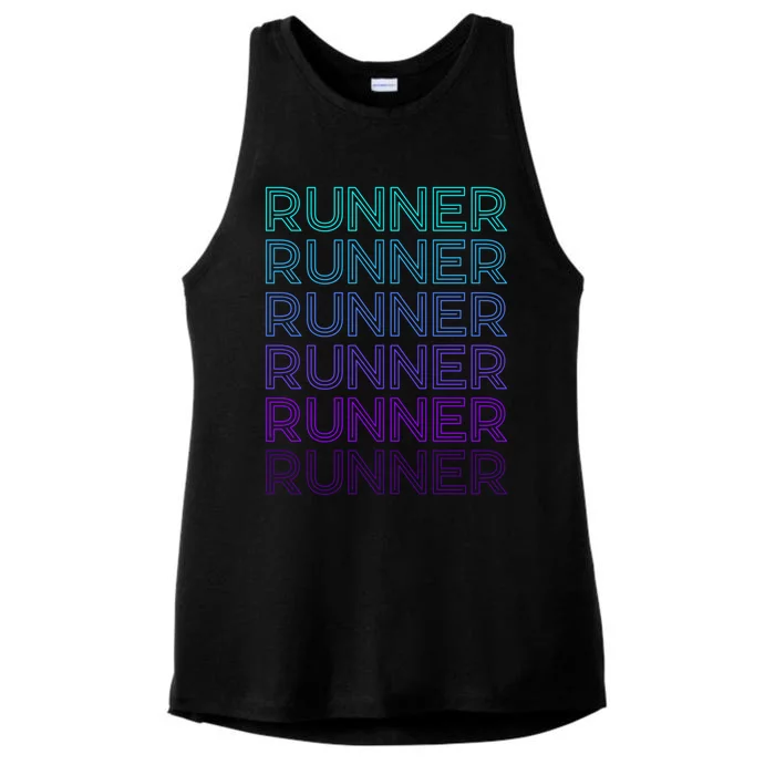 Runner Marathon Running Retro Gift Ladies Tri-Blend Wicking Tank