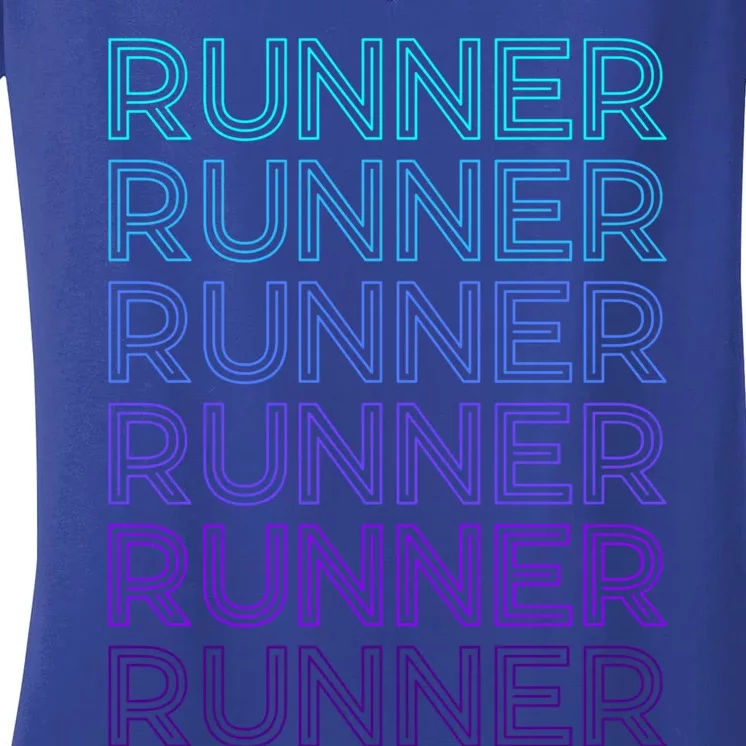 Runner Marathon Running Retro Gift Women's V-Neck T-Shirt