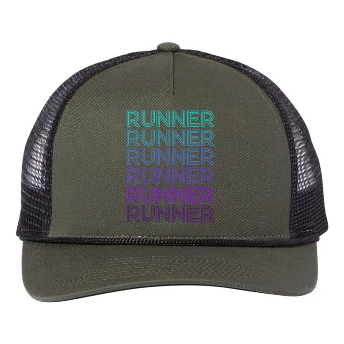 Runner Marathon Running Retro Gift Retro Rope Trucker Hat Cap