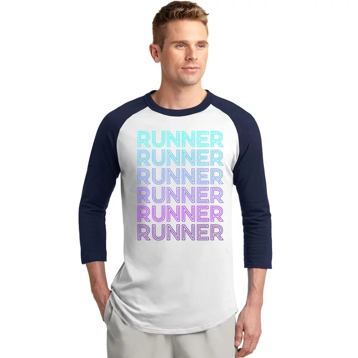 Runner Marathon Running Retro Gift Baseball Sleeve Shirt