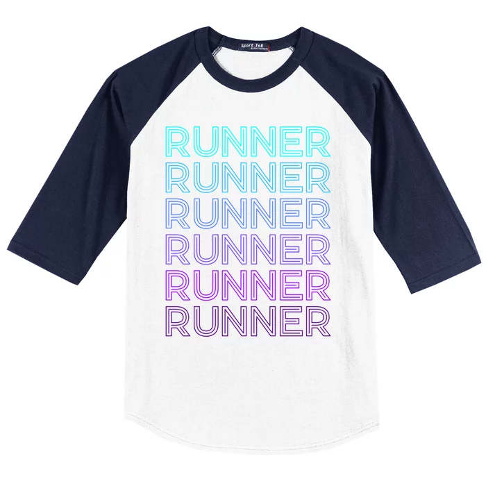 Runner Marathon Running Retro Gift Baseball Sleeve Shirt