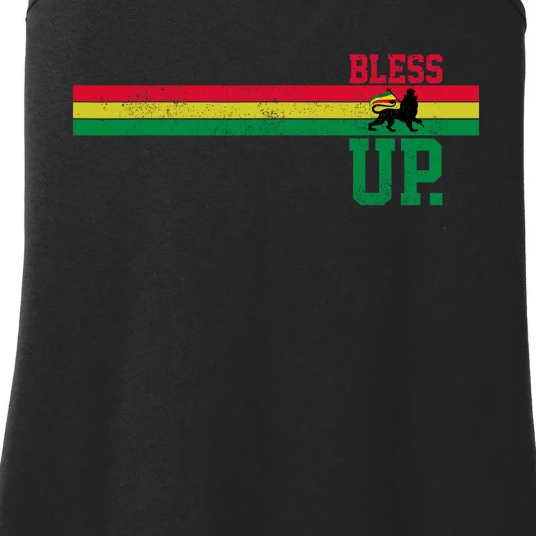 Reggae Music Rastafari Bless Up Lion Of Judah Rasta Gift Ladies Essential Tank