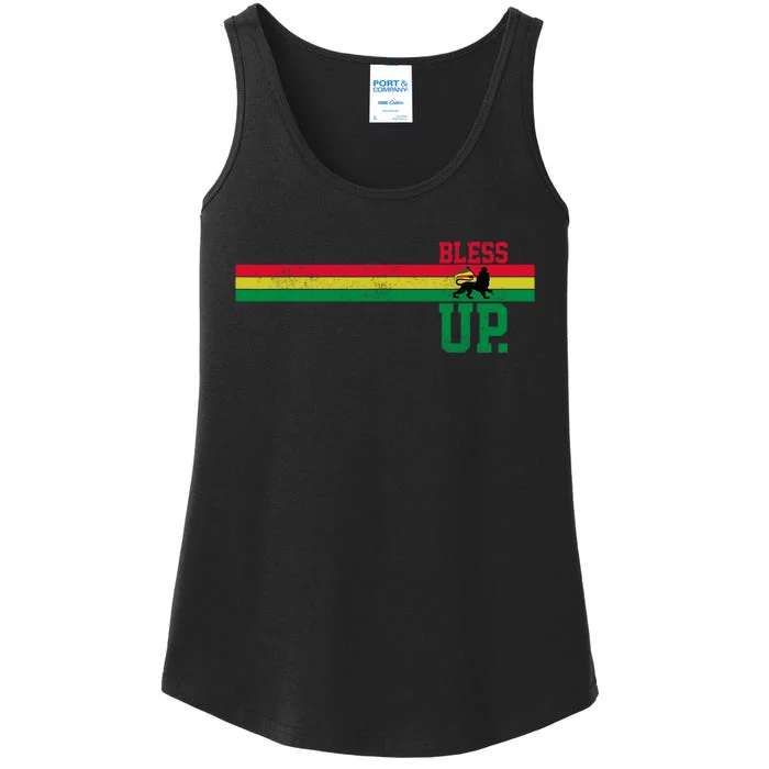 Reggae Music Rastafari Bless Up Lion Of Judah Rasta Gift Ladies Essential Tank