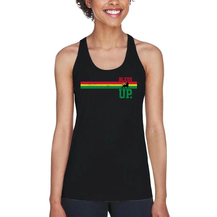 Reggae Music Rastafari Bless Up Lion Of Judah Rasta Gift Women's Racerback Tank