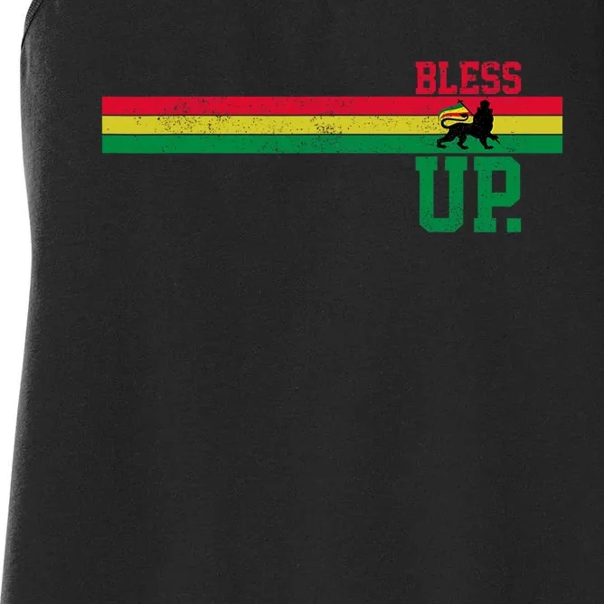 Reggae Music Rastafari Bless Up Lion Of Judah Rasta Gift Women's Racerback Tank