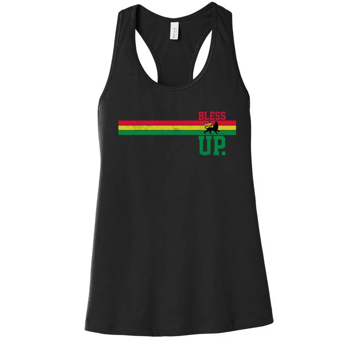 Reggae Music Rastafari Bless Up Lion Of Judah Rasta Gift Women's Racerback Tank