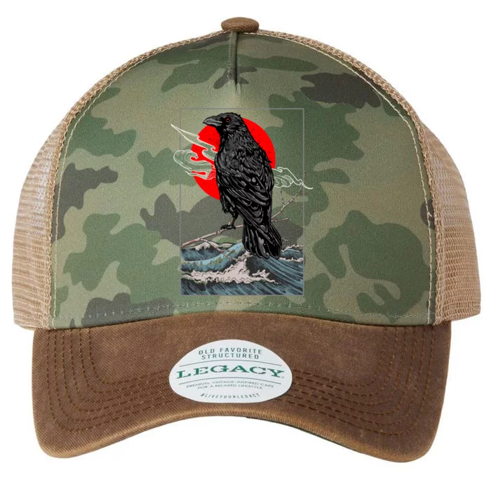 Red Moon Raven Graphic Black Crow Legacy Tie Dye Trucker Hat