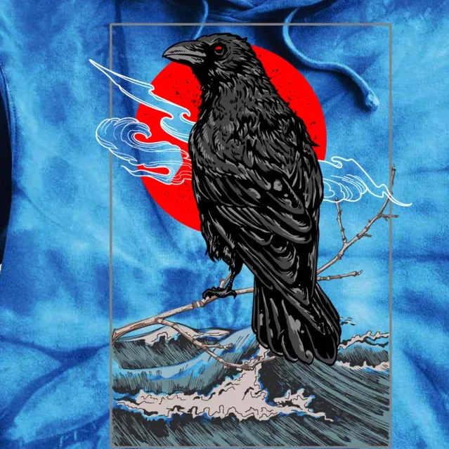 Red Moon Raven Graphic Black Crow Tie Dye Hoodie