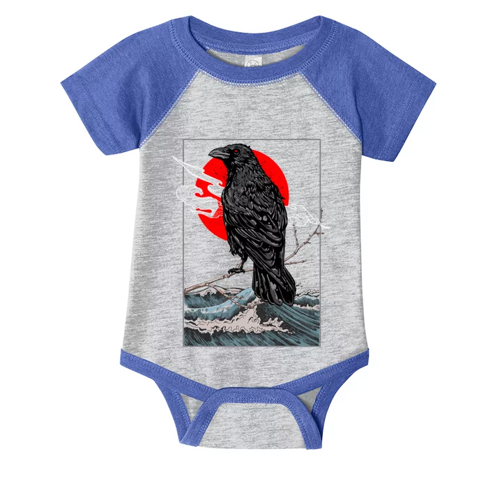 Red Moon Raven Graphic Black Crow Infant Baby Jersey Bodysuit